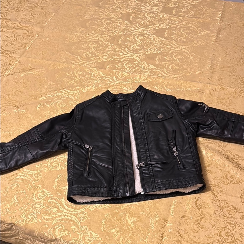 Kids Black Faux Leather Jacket